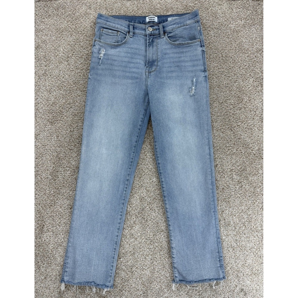 Kensie Vintage Luxe The Slim Jean Womens 6/28 Blue Light Wash Stretch w/Raw Hem